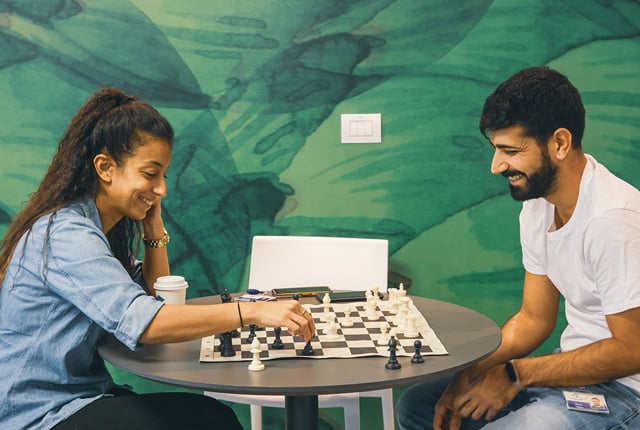 two employees playing chess