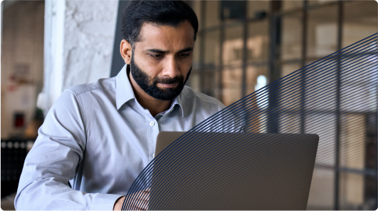 man working on laptop