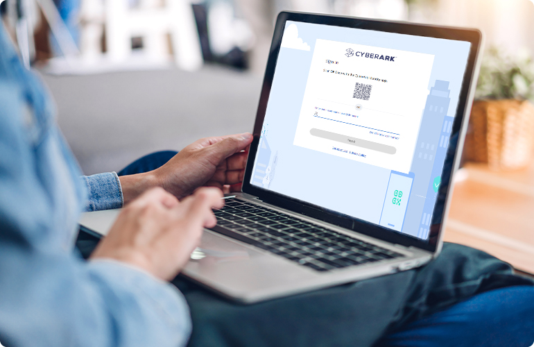 woman typing laptop computer in product screen.